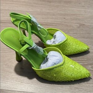 Glitzy Gal Lime Green Sequin Heels NEW 🏷️